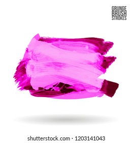 Purple brush stroke and texture. Grunge vector abstract hand - painted element. Underline and border design.