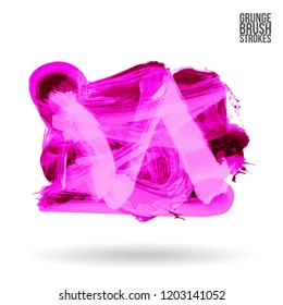 Purple brush stroke and texture. Grunge vector abstract hand - painted element. Underline and border design.