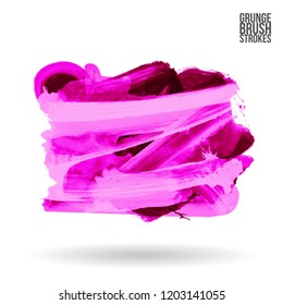 Purple brush stroke and texture. Grunge vector abstract hand - painted element. Underline and border design.