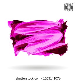 Purple brush stroke and texture. Grunge vector abstract hand - painted element. Underline and border design.