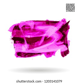 Purple brush stroke and texture. Grunge vector abstract hand - painted element. Underline and border design.