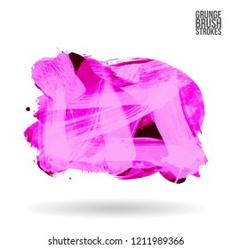 Purple brush stroke and texture. Grunge vector abstract hand - painted element. Underline and border design.