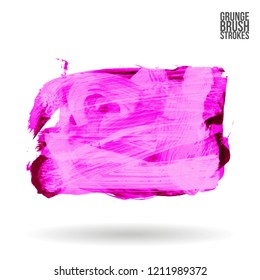 Purple brush stroke and texture. Grunge vector abstract hand - painted element. Underline and border design.