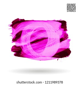 Purple brush stroke and texture. Grunge vector abstract hand - painted element. Underline and border design.