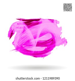 Purple brush stroke and texture. Grunge vector abstract hand - painted element. Underline and border design.