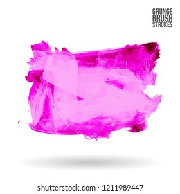 Purple brush stroke and texture. Grunge vector abstract hand - painted element. Underline and border design.