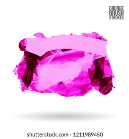 Purple brush stroke and texture. Grunge vector abstract hand - painted element. Underline and border design.
