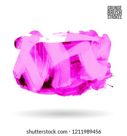 Purple brush stroke and texture. Grunge vector abstract hand - painted element. Underline and border design.