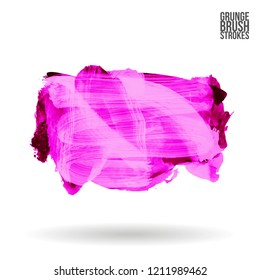 Purple brush stroke and texture. Grunge vector abstract hand - painted element. Underline and border design.