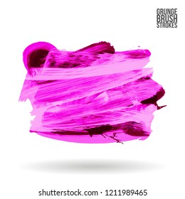 Purple brush stroke and texture. Grunge vector abstract hand - painted element. Underline and border design.