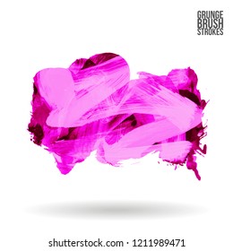 Purple brush stroke and texture. Grunge vector abstract hand - painted element. Underline and border design.