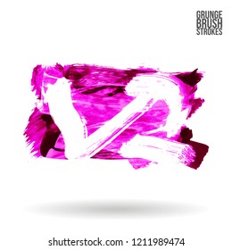Purple brush stroke and texture. Grunge vector abstract hand - painted element. Underline and border design.