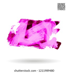 Purple brush stroke and texture. Grunge vector abstract hand - painted element. Underline and border design.