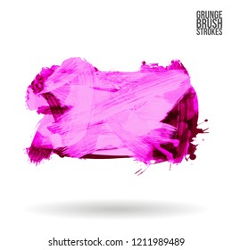 Purple brush stroke and texture. Grunge vector abstract hand - painted element. Underline and border design.