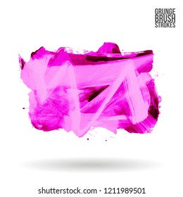 Purple brush stroke and texture. Grunge vector abstract hand - painted element. Underline and border design.