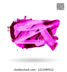Purple brush stroke and texture. Grunge vector abstract hand - painted element. Underline and border design.
