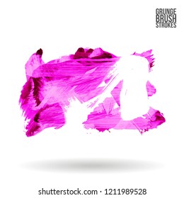 Purple brush stroke and texture. Grunge vector abstract hand - painted element. Underline and border design.