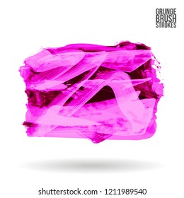 Purple brush stroke and texture. Grunge vector abstract hand - painted element. Underline and border design.