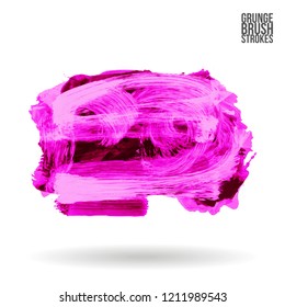 Purple brush stroke and texture. Grunge vector abstract hand - painted element. Underline and border design.
