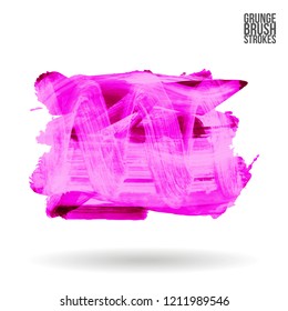 Purple brush stroke and texture. Grunge vector abstract hand - painted element. Underline and border design.