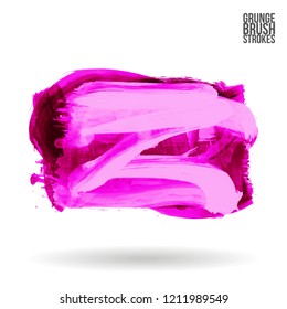 Purple brush stroke and texture. Grunge vector abstract hand - painted element. Underline and border design.