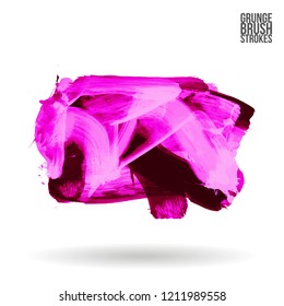 Purple brush stroke and texture. Grunge vector abstract hand - painted element. Underline and border design.