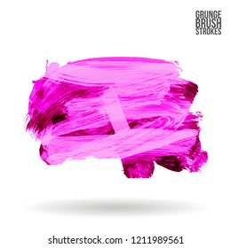 Purple brush stroke and texture. Grunge vector abstract hand - painted element. Underline and border design.