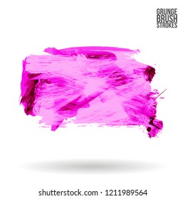 Purple brush stroke and texture. Grunge vector abstract hand - painted element. Underline and border design.