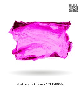 Purple brush stroke and texture. Grunge vector abstract hand - painted element. Underline and border design.