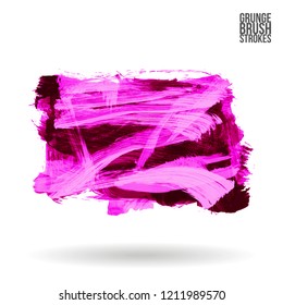 Purple brush stroke and texture. Grunge vector abstract hand - painted element. Underline and border design.