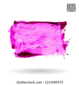 Purple brush stroke and texture. Grunge vector abstract hand - painted element. Underline and border design.
