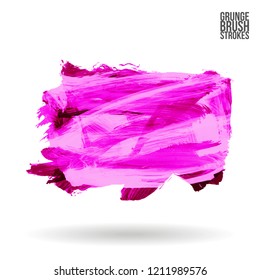 Purple brush stroke and texture. Grunge vector abstract hand - painted element. Underline and border design.