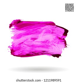 Purple brush stroke and texture. Grunge vector abstract hand - painted element. Underline and border design.