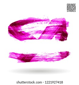 Purple brush stroke and texture. Grunge vector abstract hand - painted element. Underline and border design.