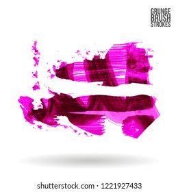 Purple brush stroke and texture. Grunge vector abstract hand - painted element. Underline and border design.
