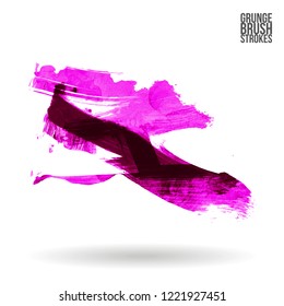 Purple brush stroke and texture. Grunge vector abstract hand - painted element. Underline and border design.