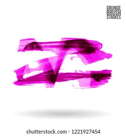 Purple brush stroke and texture. Grunge vector abstract hand - painted element. Underline and border design.