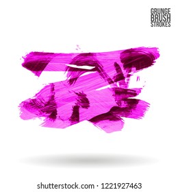 Purple brush stroke and texture. Grunge vector abstract hand - painted element. Underline and border design.