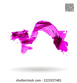 Purple brush stroke and texture. Grunge vector abstract hand - painted element. Underline and border design.