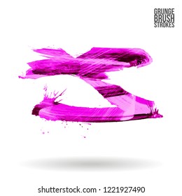 Purple brush stroke and texture. Grunge vector abstract hand - painted element. Underline and border design.