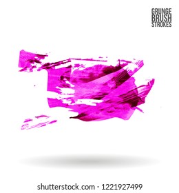 Purple brush stroke and texture. Grunge vector abstract hand - painted element. Underline and border design.