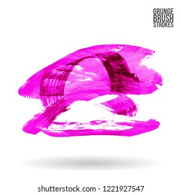 Purple brush stroke and texture. Grunge vector abstract hand - painted element. Underline and border design.