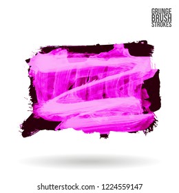 Purple brush stroke and texture. Grunge vector abstract hand - painted element. Underline and border design.