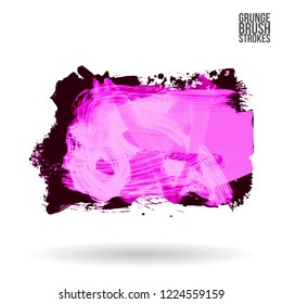 Purple brush stroke and texture. Grunge vector abstract hand - painted element. Underline and border design.