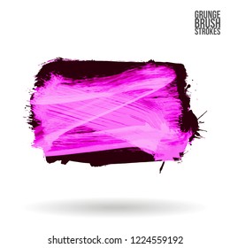 Purple brush stroke and texture. Grunge vector abstract hand - painted element. Underline and border design.
