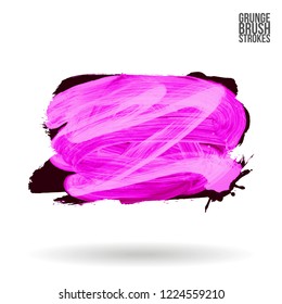 Purple brush stroke and texture. Grunge vector abstract hand - painted element. Underline and border design.