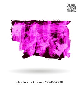 Purple brush stroke and texture. Grunge vector abstract hand - painted element. Underline and border design.