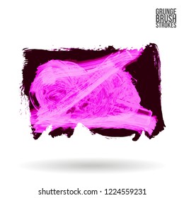 Purple brush stroke and texture. Grunge vector abstract hand - painted element. Underline and border design.