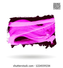 Purple brush stroke and texture. Grunge vector abstract hand - painted element. Underline and border design.