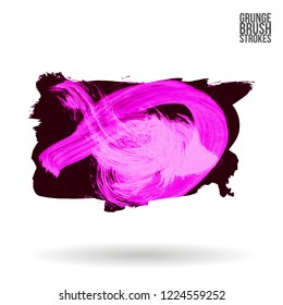 Purple brush stroke and texture. Grunge vector abstract hand - painted element. Underline and border design.